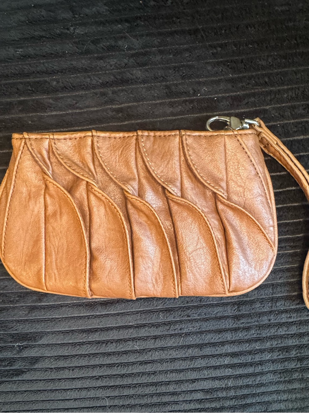 Women's Vintage New York & Company Brown Leather Wristlet Clutch